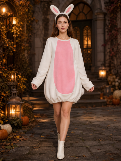 Rabbit Costume with Ears, Tail, and Pink Panel