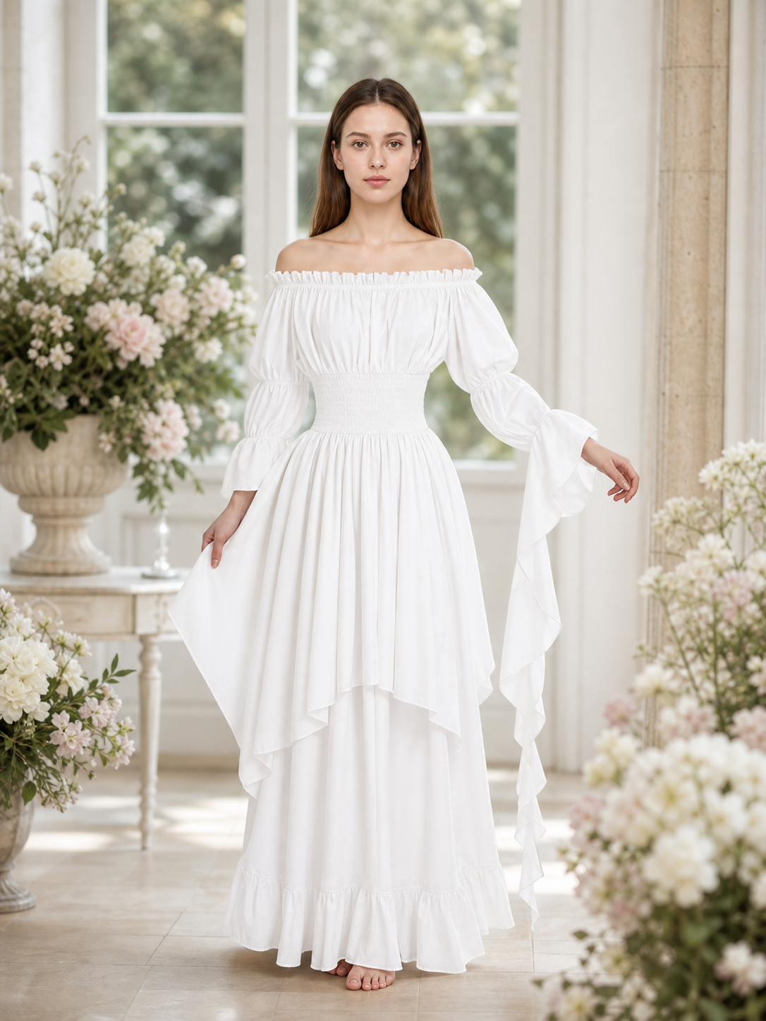 White off-shoulder maxi dress