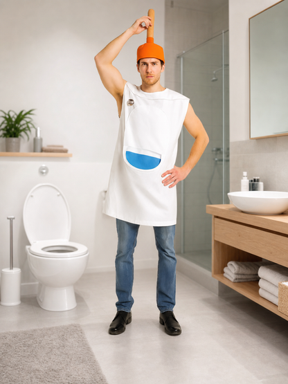 Halloween Toilet Costume with Orange Hat