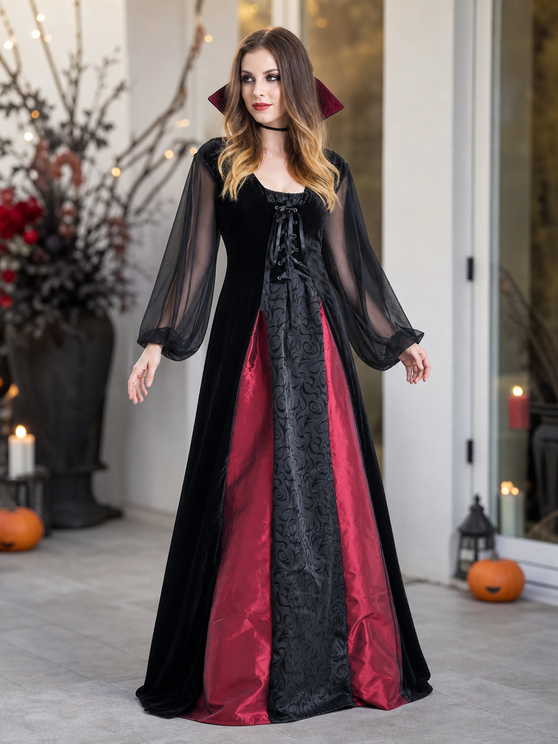 Gothic long dress for cosplay and masquerade