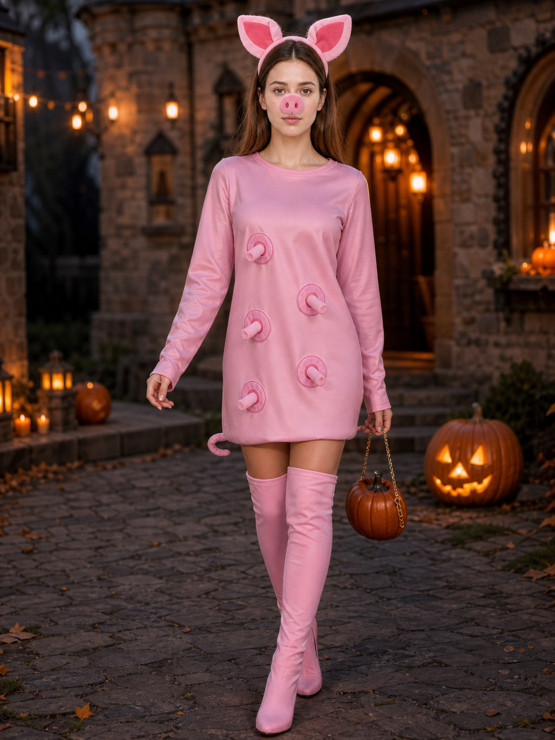Adult Pink Pig Costume