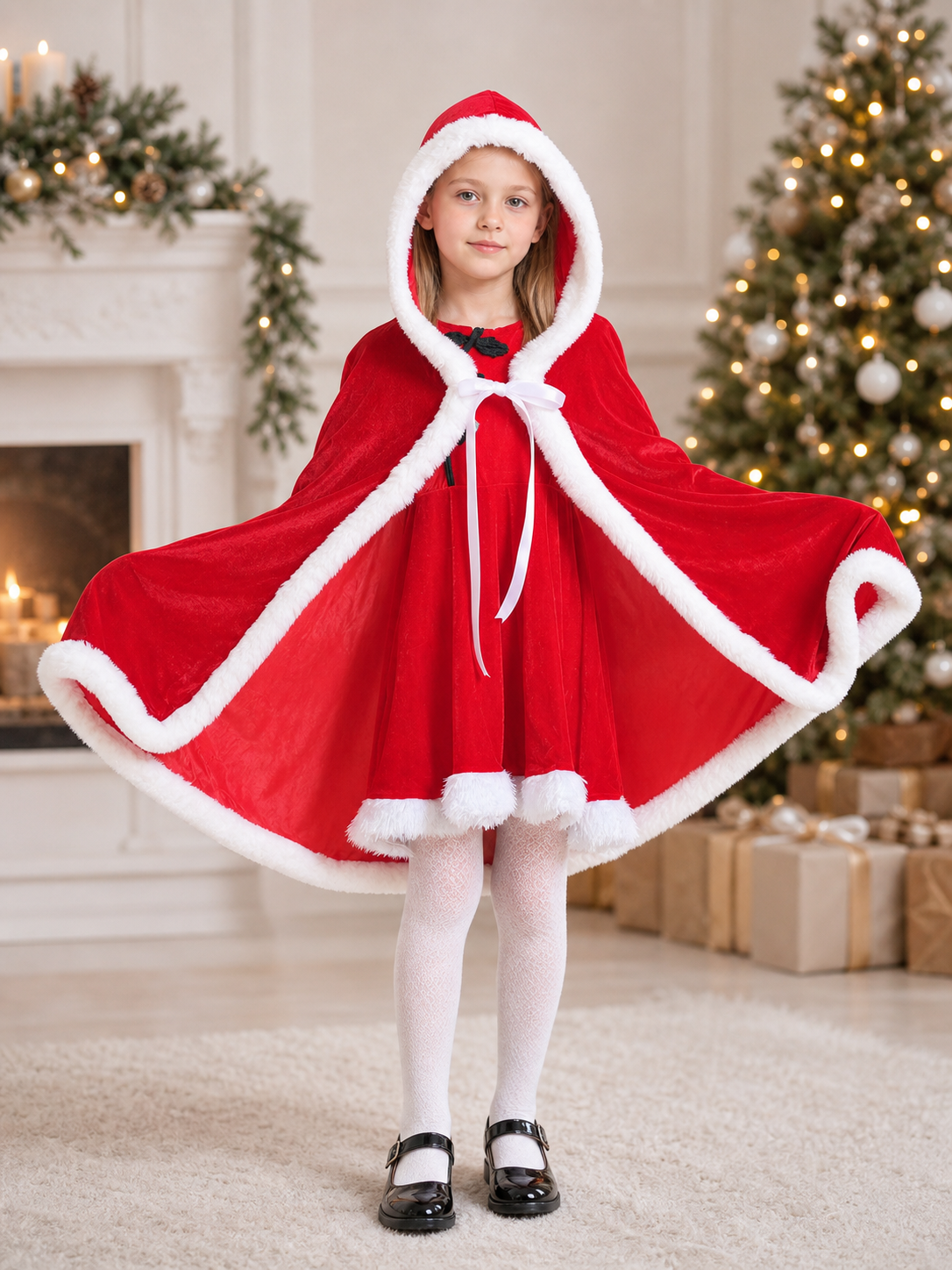 Festive Santa Costume: Dress and Cape