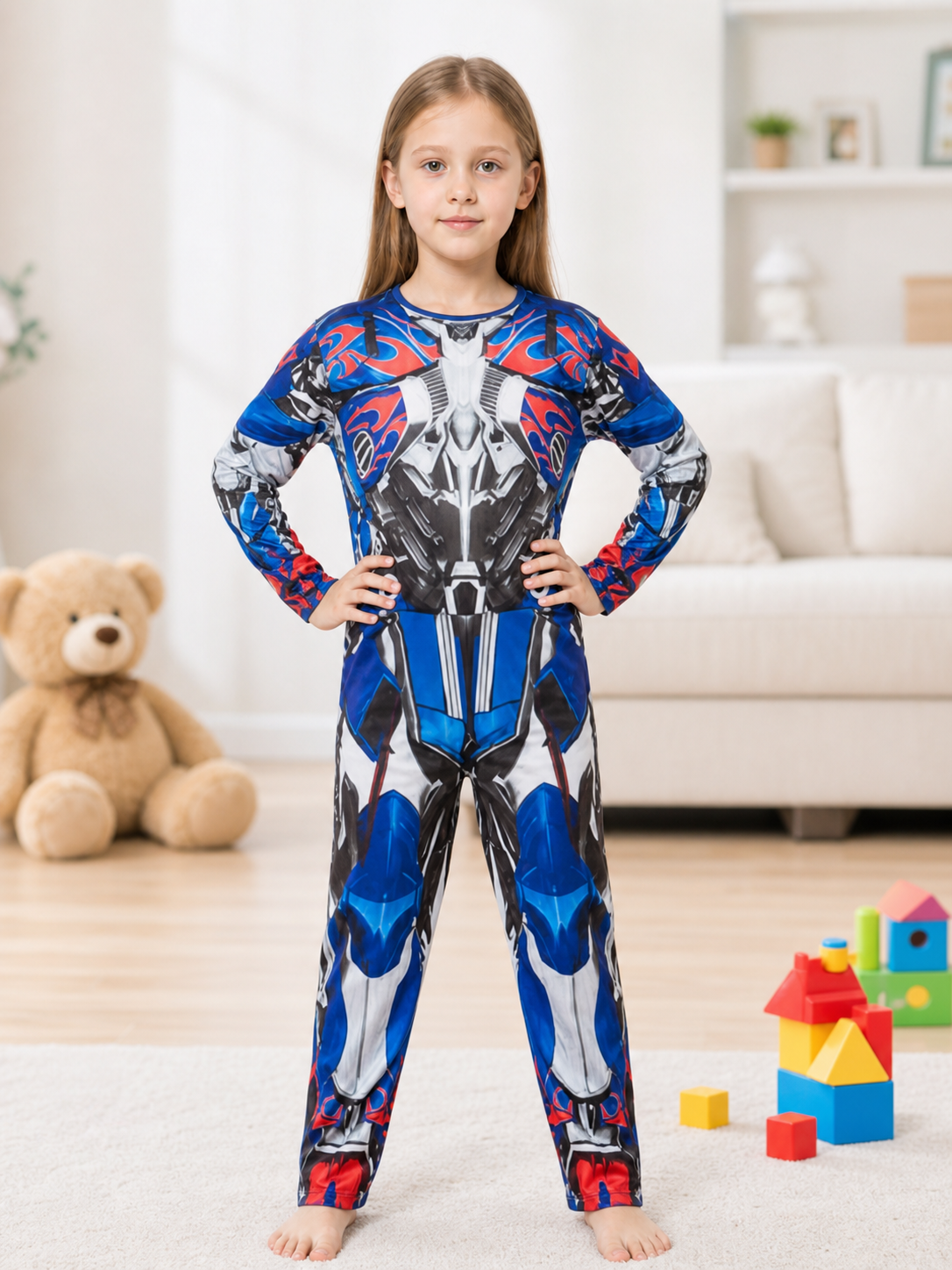 Robot costume with helmet for performances and parties