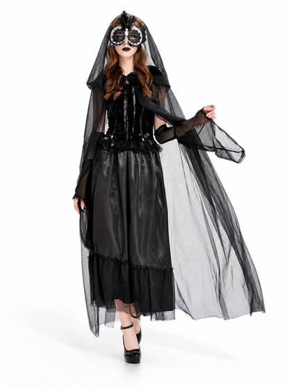 Black hooded costume cloak for cosplay