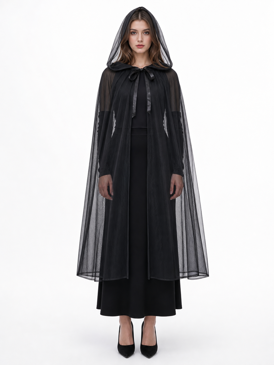 Black hooded costume cloak for cosplay