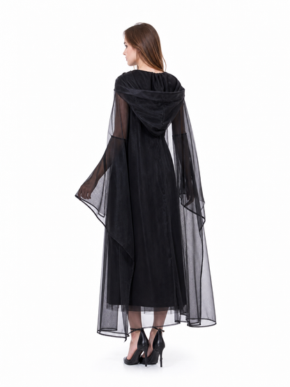 Black hooded costume cloak for cosplay