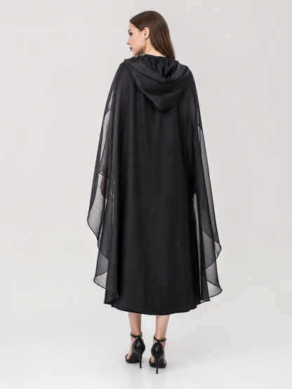 Black Hooded Costume Cloak with Dress