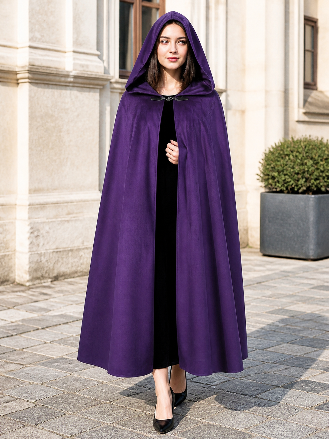 Purple Hooded Costume Cloak
