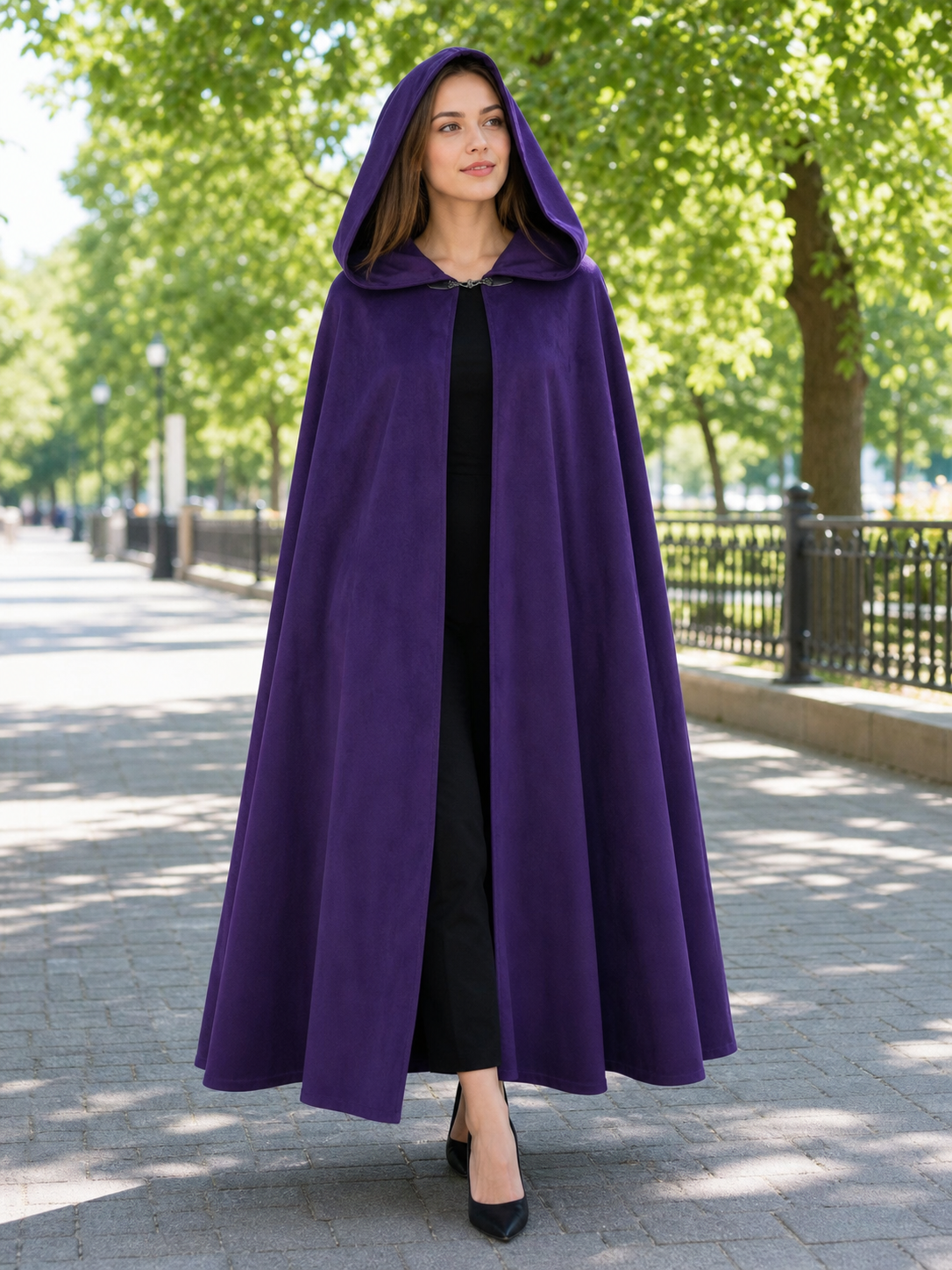Purple Hooded Costume Cloak