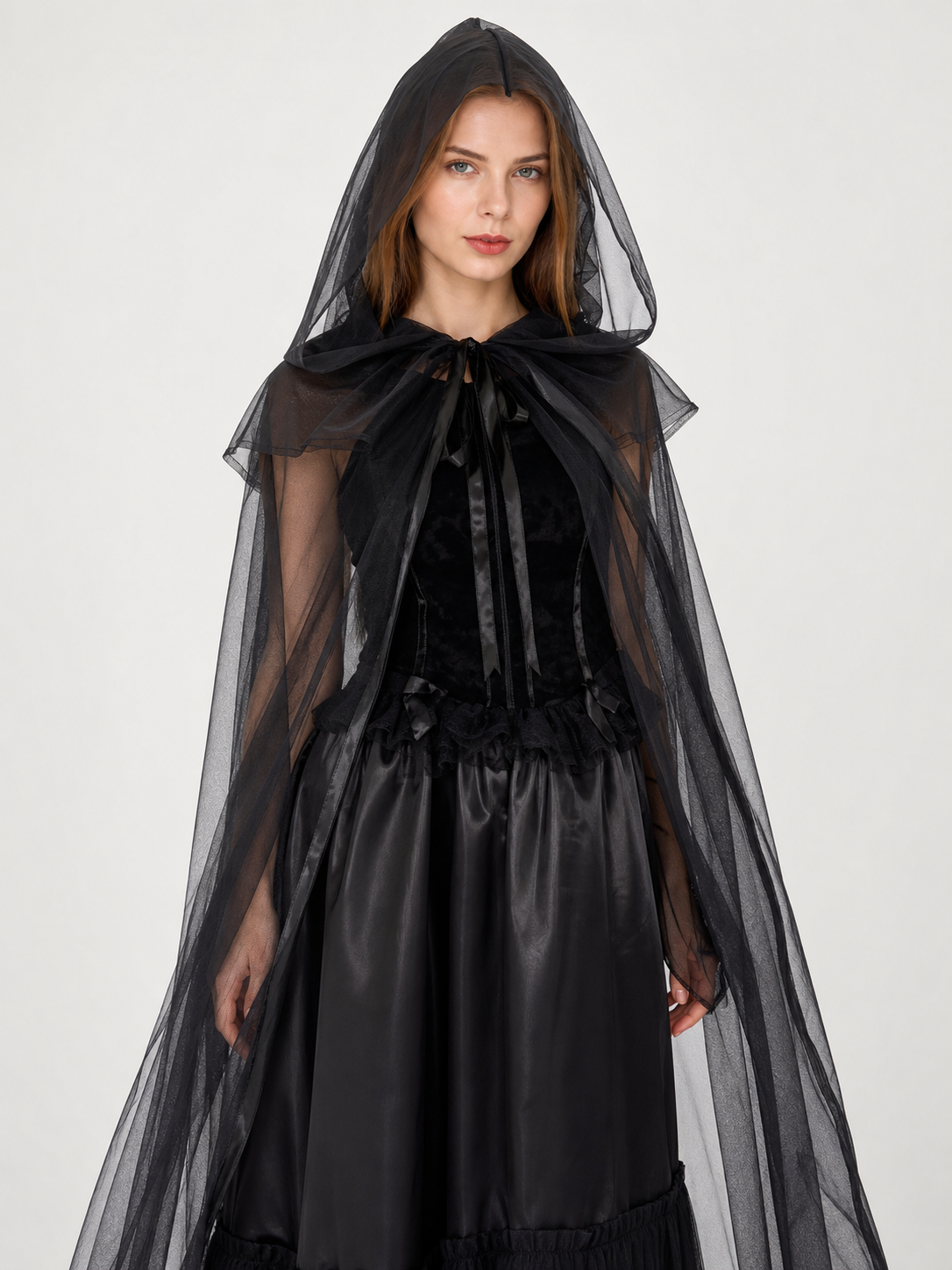 Black hooded costume cloak for cosplay