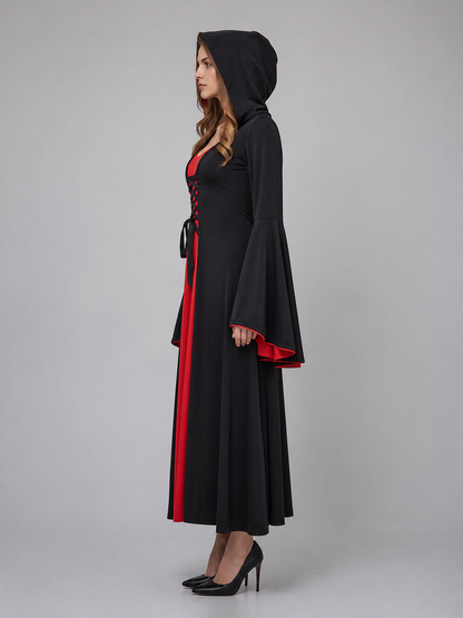 Black Hooded Carnival Cloak for a Costume Look