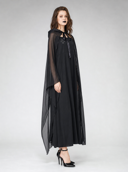 Black Hooded Costume Cloak with Dress