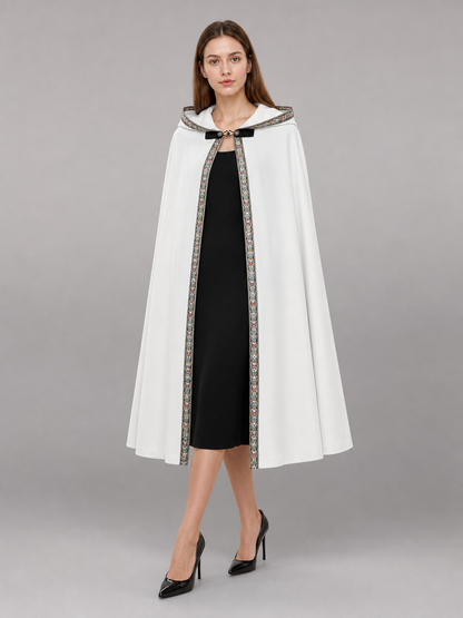 White Medieval Hooded Costume Cloak