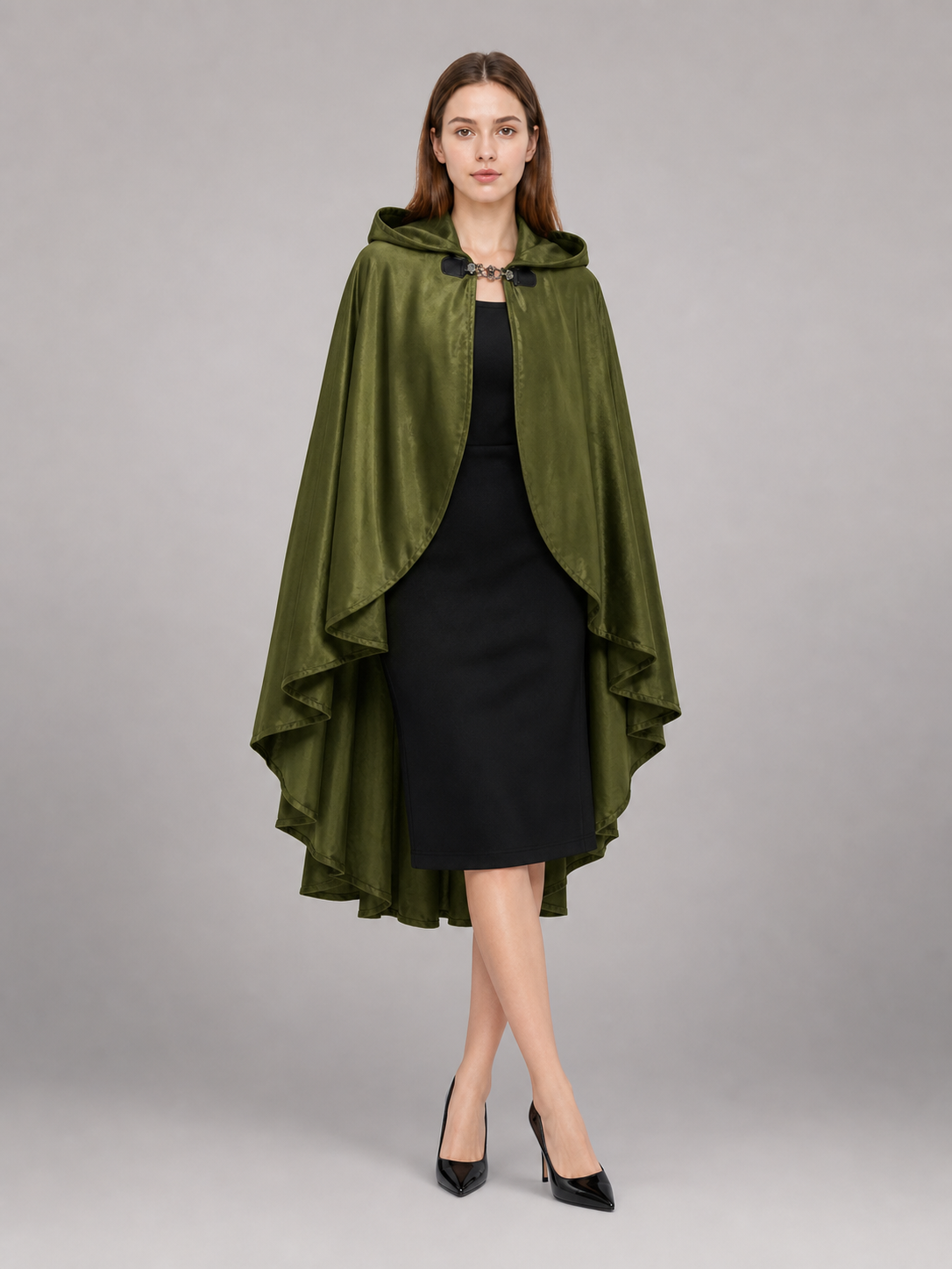 Green Costume Cloak with a Large Hood