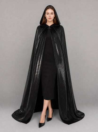 Black Gothic Hooded Carnival Cloak