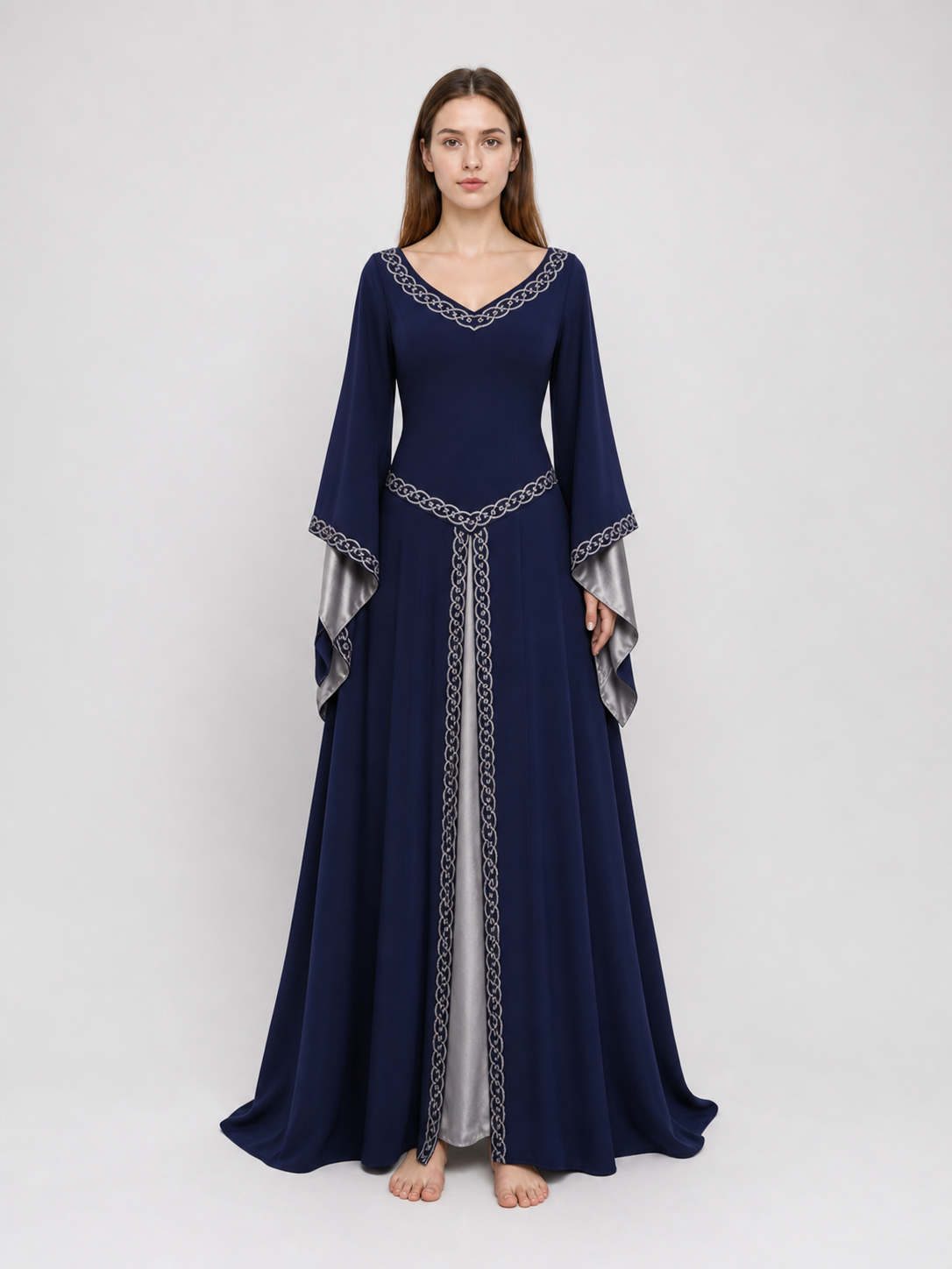 Long-Sleeve Medieval-Style Maxi Dress