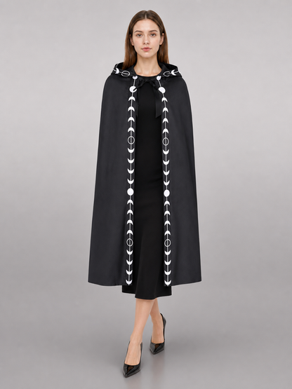 Black carnival cloak with a pointed hood