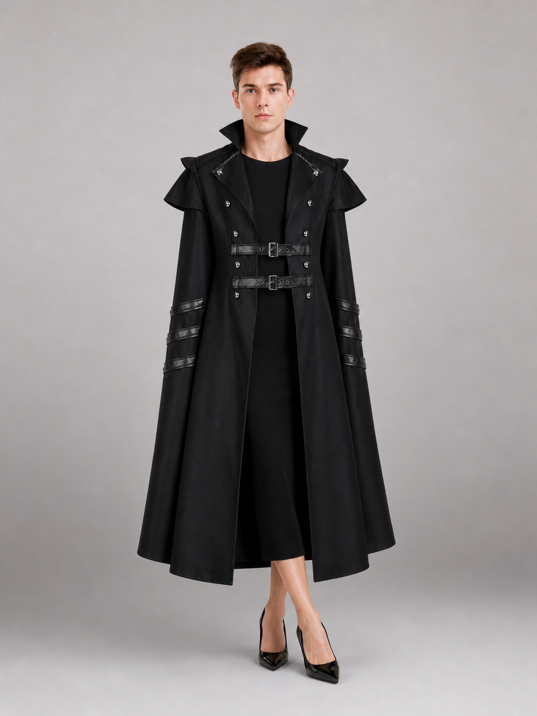 Black Gothic Long Carnival Cape