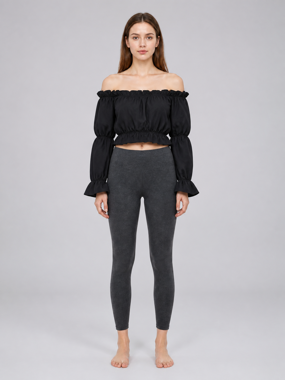 Cropped Off-the-Shoulder Top with Sleeves