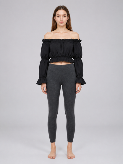 Cropped Off-the-Shoulder Top with Sleeves