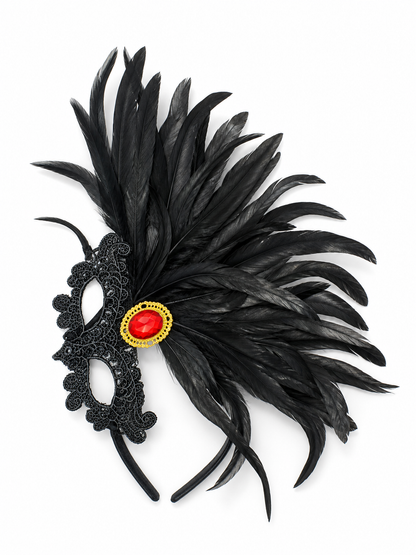 Carnival Headpiece with Black Feathers