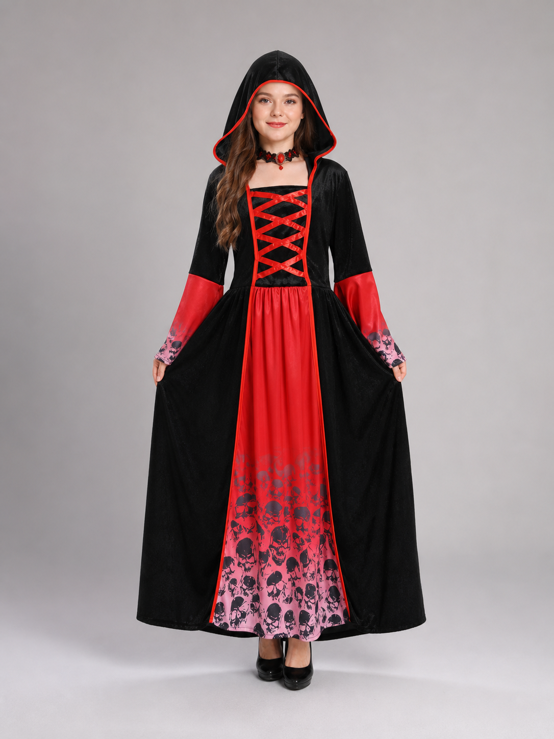 Hooded vampire costume dress, gothic look