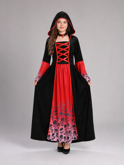 Hooded vampire costume dress, gothic look