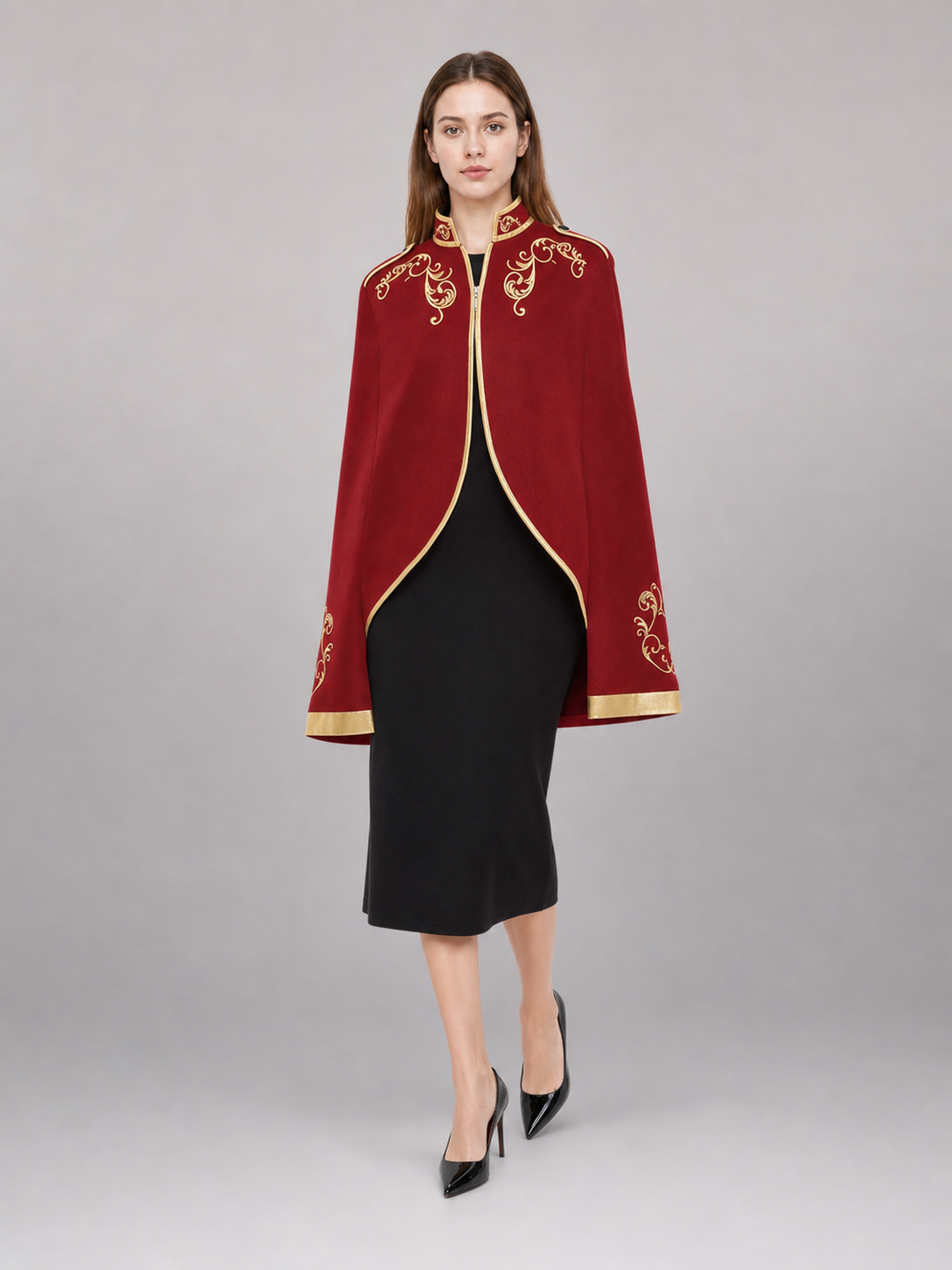 Red jacket with gold trim for a costume look
