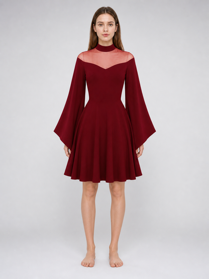 Cosplay Dress with Mesh and High Collar