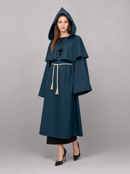 Dark Teal Hooded Costume Cloak