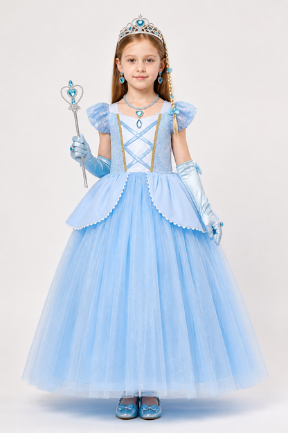 Children’s Halloween costume with a full skirt dress and crown main product view 2