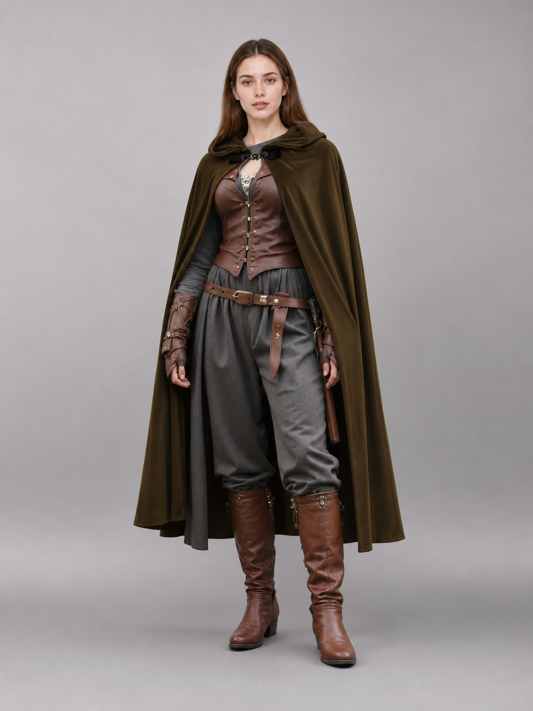 Brown Hooded Costume Cape