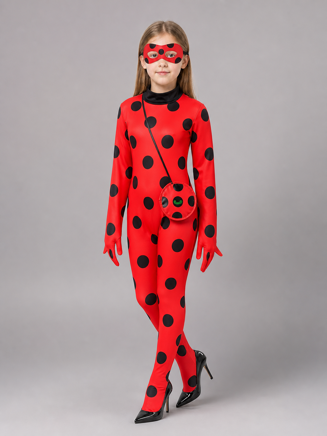 Polka Dot Carnival Jumpsuit Costume with Mask