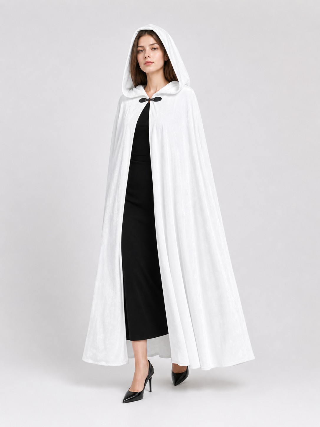 Long White Hooded Carnival Cloak