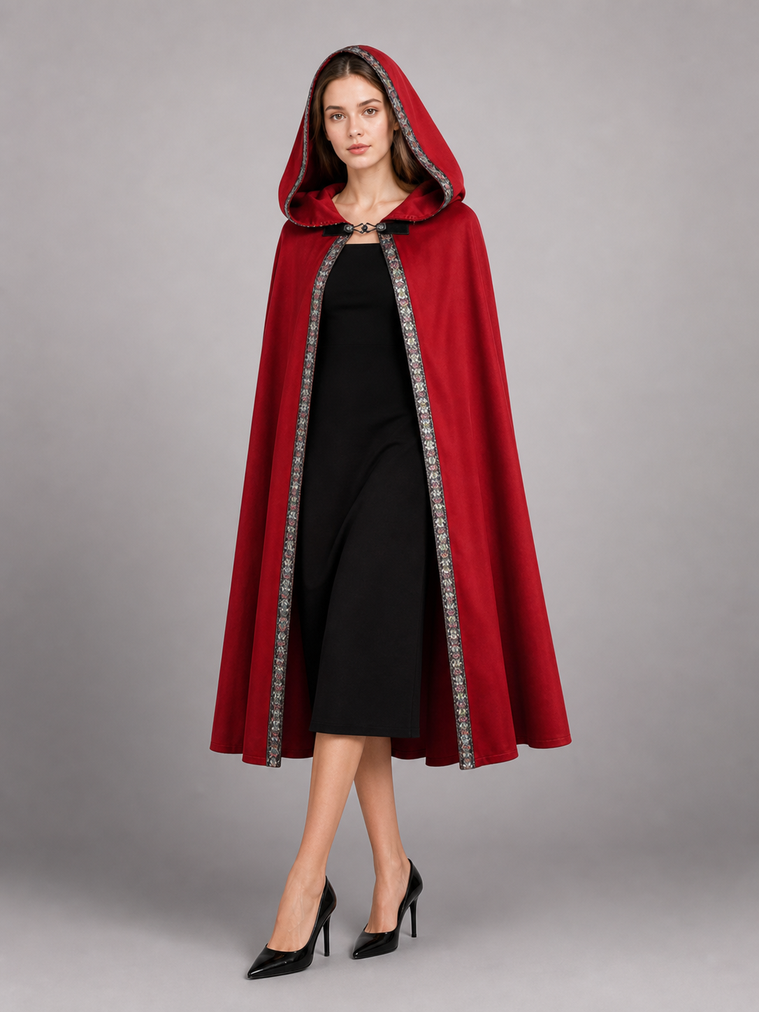 Red Hooded Carnival Cloak for Cosplay