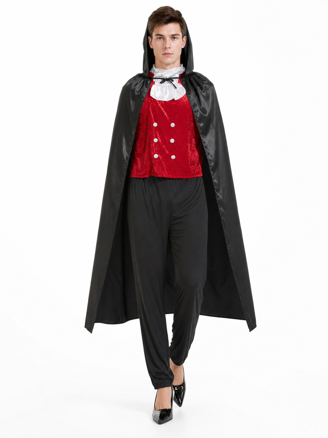 Black carnival hooded cloak for cosplay