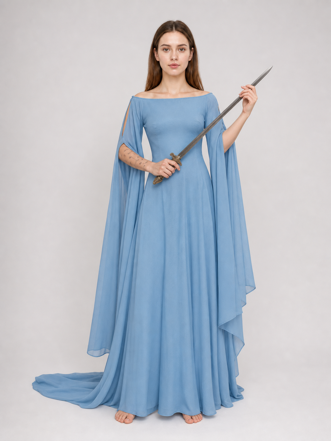 Long Light Blue Dress for Cosplay