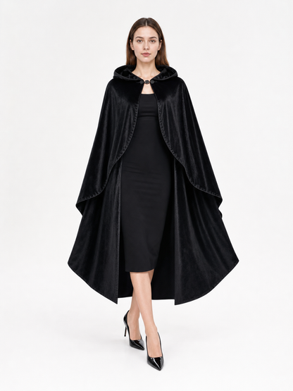 Black Hooded Carnival Cape, Flowing