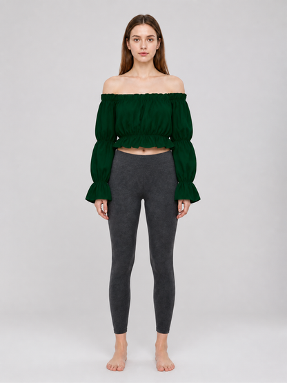 Off-the-Shoulder Blouse with Puff Sleeves