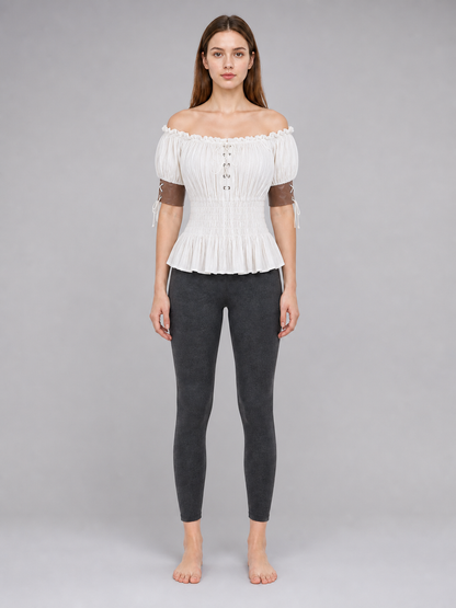 Off-the-Shoulder Blouse with Puff Sleeves