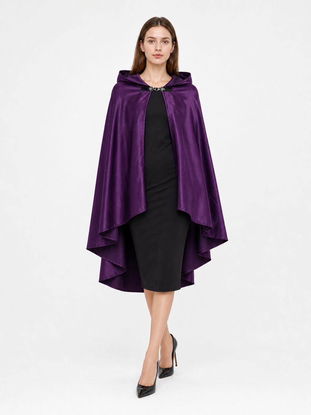 Purple Hooded Medieval Costume Cloak