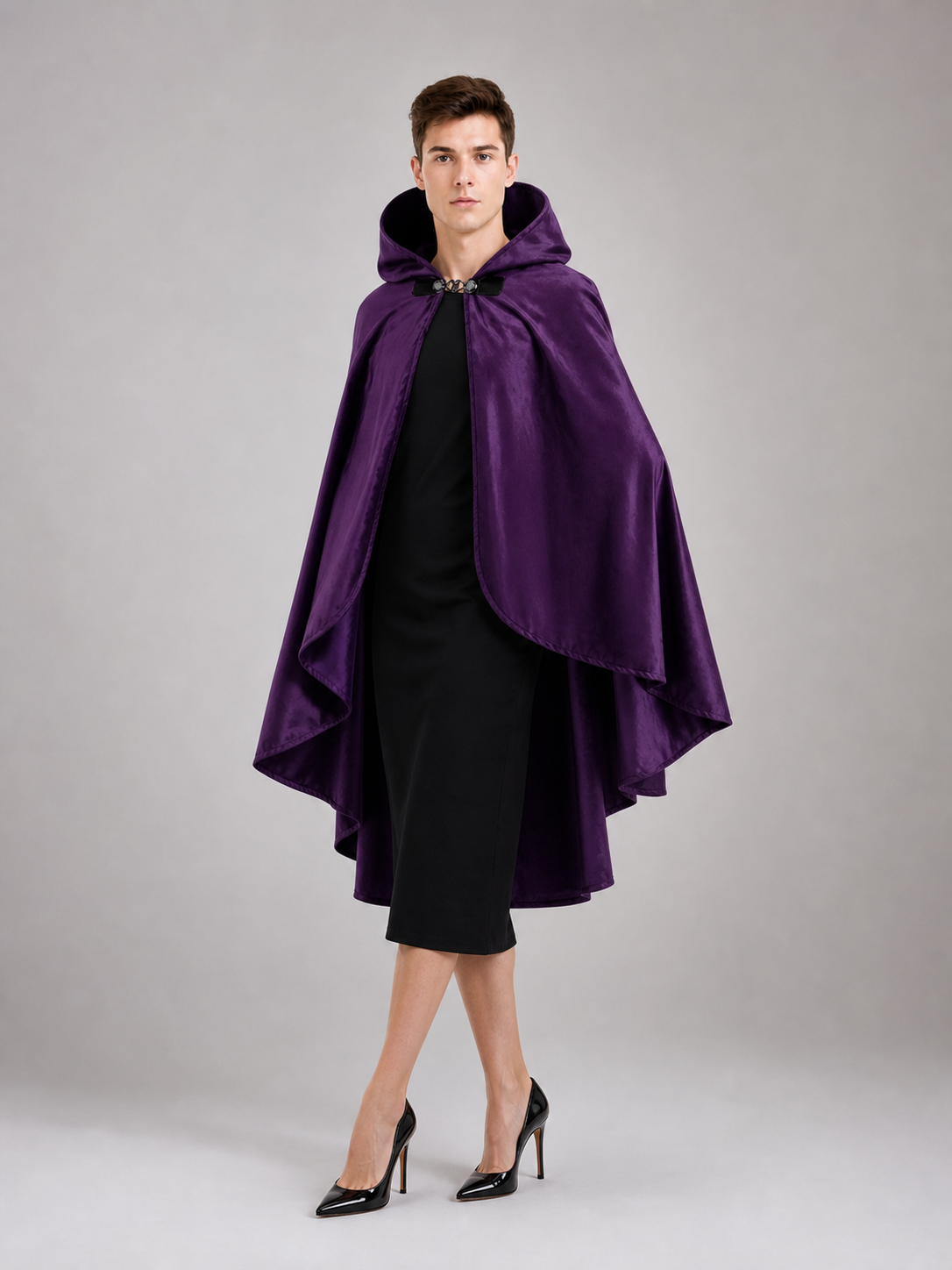 Purple Hooded Medieval Costume Cloak