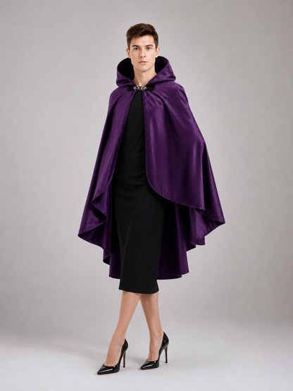 Purple Hooded Medieval Costume Cloak