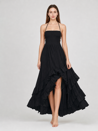 Long Boho-Style Maxi Dress with Open Back