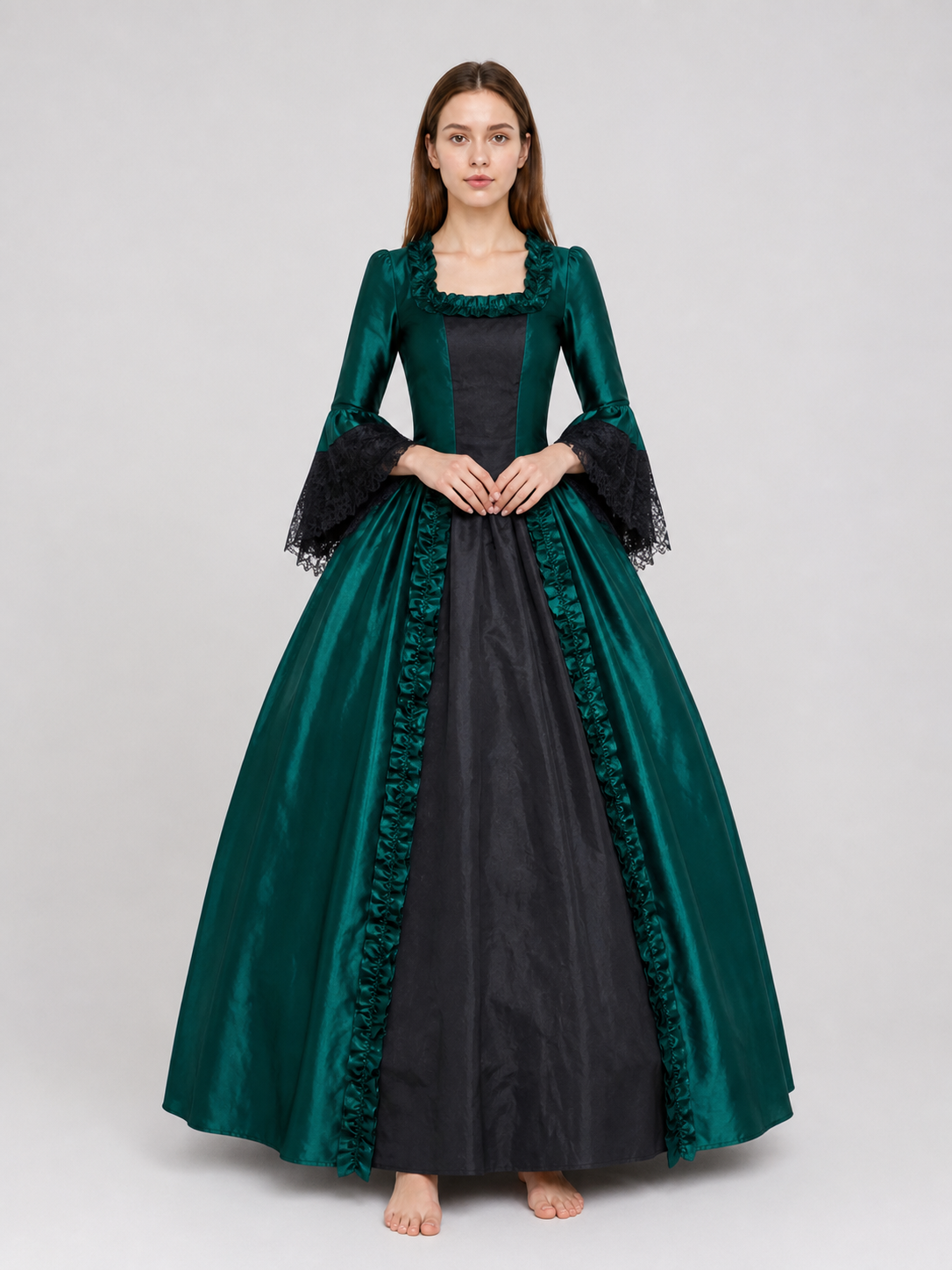 Gothic Victorian Dress with Wide Sleeves