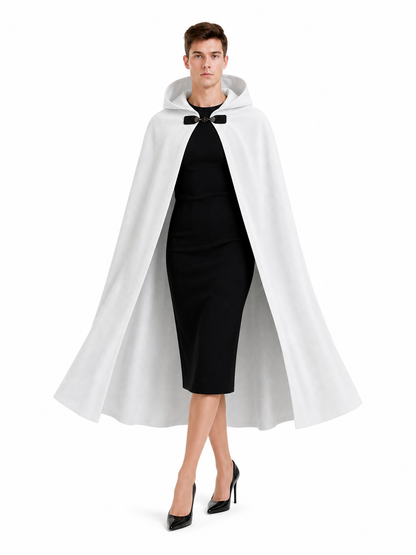 White medieval costume cloak with hood