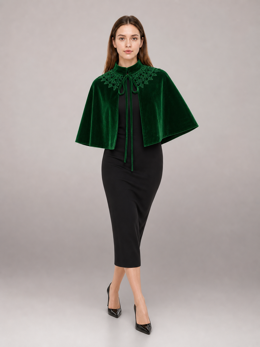 Green Costume Cloak with Collar