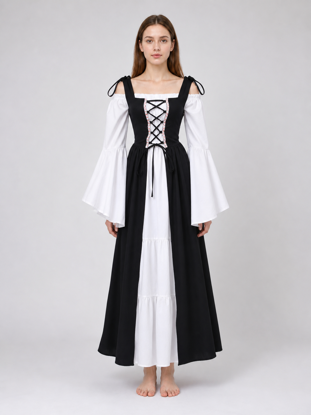 Gothic Medieval Dress with Corset Bodice