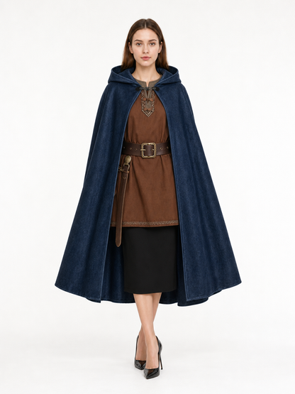 Blue Hooded Costume Cloak for Cosplay