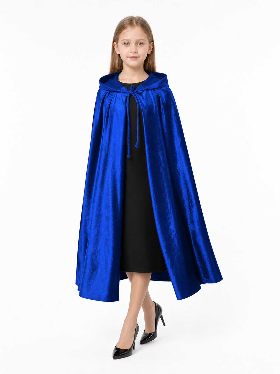 Velvet Hooded Cape, Royal Blue